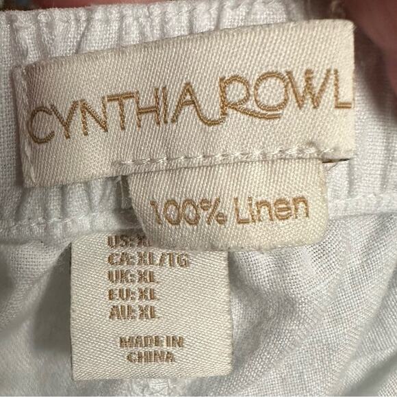 Cynthia Rowley Linen Tassel Ankle Pants Size XL Baby Blue Beach Cruise Summer - Picture 3 of 6